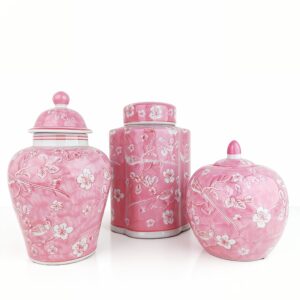 Pink Blue And White Porcelain Vase