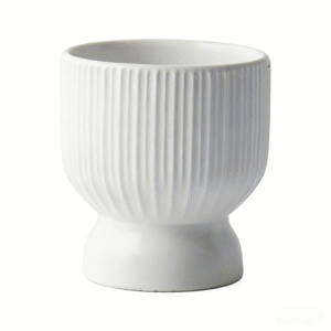 White Vertical Striped Flowerpot