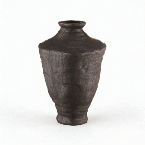 Round Mouthed Metal Faced Ceramic Vase