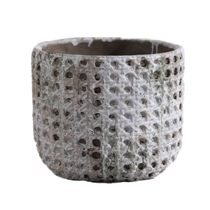 Bamboo Woven Grid Cement Flowerpot