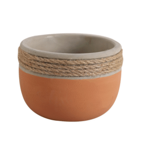 Hemp Rope Painted Cement Flowerpot