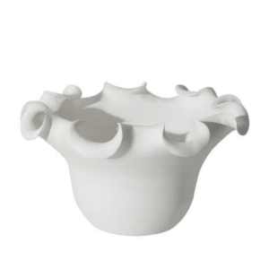 6.5inch White Rolled Edge Flowerpot