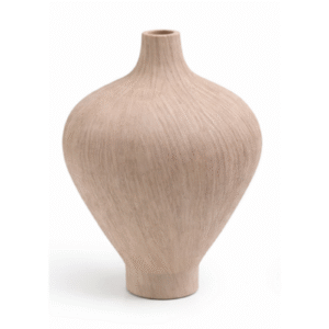 Light Wood-Tone Textured Ceramic Vase
