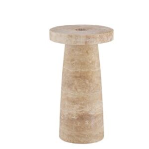 Round Top Travertine Taper Candle Holder