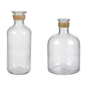 Clear Bubble Glass Vase with Jute Neck