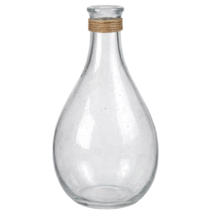 Clear Bubble Glass Bulb Vase with Jute Neck