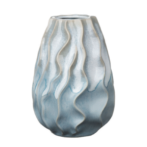 Light Blue Wavy Textured Ceramic Vase