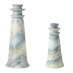 Blue-White Gradient Ceramic Taper Candle Holder