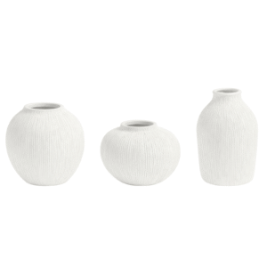 Matte White Ribbed Ceramic Vase