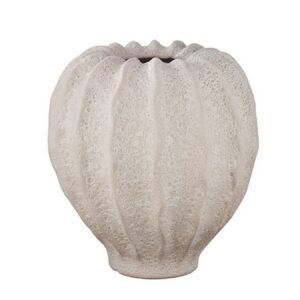 Off-White Bubbled Glaze Pumpkin Ceramic Vase