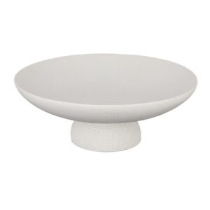 3.55inch Matte White Pedestal Tray with Woven Base