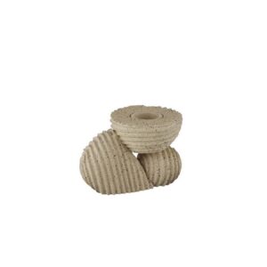 Speckled Beige Stacked Ribbed Taper Candle Holder