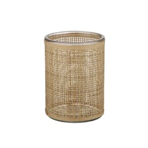 Rattan Woven Glass Hurricane Lantern / Vase