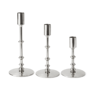 Polished Silver Knobbed Candlestick Holder