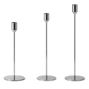 Polished Silver Slim Candlestick Holder
