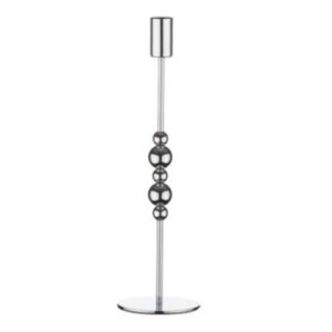 Polished Silver Beaded Candle Holder