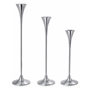 Polished Silver Fluted Candle  Holder
