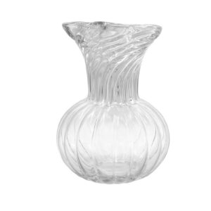 Clear Glass Swirled Ribbed Vase