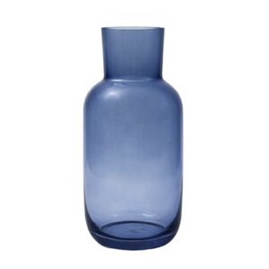 10inch Dark Blue Glass Cylinder Neck Vase
