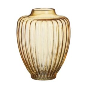 Amber Glass Ribbed Classic Vase