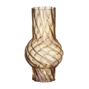 11inch Iridescent Amber Twisted Glass Vase