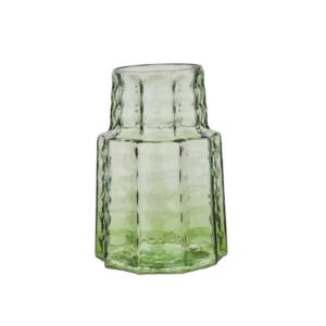 Light Green Hexagonal Hammered Glass Vase