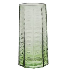 Light Green Hexagonal Hammered Glass Vase