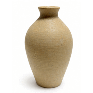 10inch Beige Speckled Earthenware Bulbous Vase