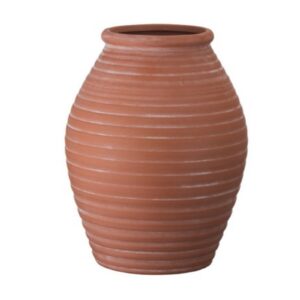 Terracotta Ribbed Ceramic Vase