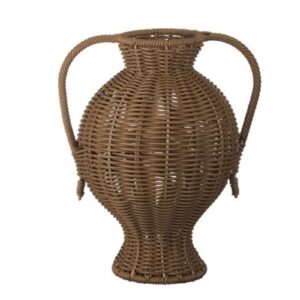 Brown Wicker Amphora-Style Basket Vase