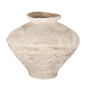 Beige Speckled Wide-Bodied Ceramic Vase
