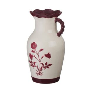 10.8inch Off-White Pitcher Vase with Floral Print
