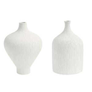 Matte White Ribbed Ceramic Vase