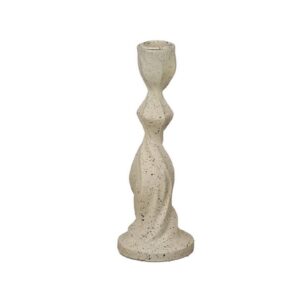 Beige Twisted Ceramic Taper Candle Holder