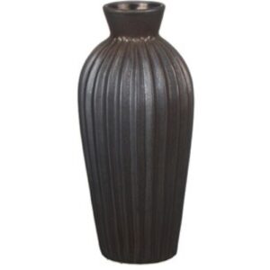 Matte Black Ribbed Ceramic Vase