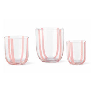 Pink Striped Clear Glass Vase