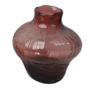 Burgundy Swirled Glass Vase with Scalloped Rim
