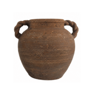 8.25inch Vintage Earthenware Pot with Twisted Double Handles