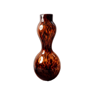 13.4inch Tortoise Shell Marbled Double Gourd Hand Blown Glass Vase