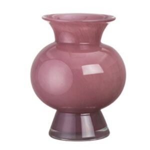 Dusty Rose Short Glass Vase with Flared Rim