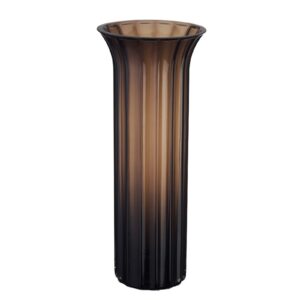 Amber Ribbed Fluted Glass Vase
