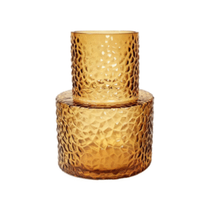 10.6inch Double Layer Hammered Amber Glass Vase