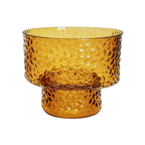 8.5inch Pedestal Hammered Amber Glass Bowl
