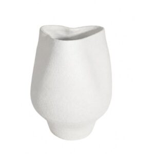 Matte White Rough Textured Tulip Mouth Vase