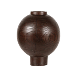 8.7inch Round Grain Solid Wood Ball Vase