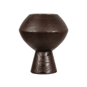 10.6inch Dark Grain Wood Pedestal Vase