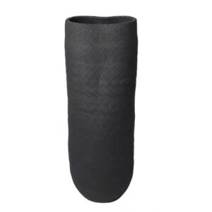 Matte Black Rough Textured Floor Vase