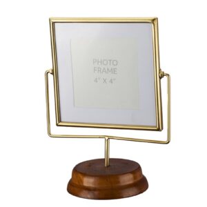 Standing Metal Picture Frame with Wooden Base