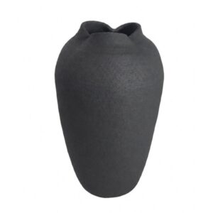 Matte Black Rough Textured Double Cleft Vase