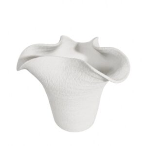 8.05inch Matte White Ruffled Wave Rim Art Vase
